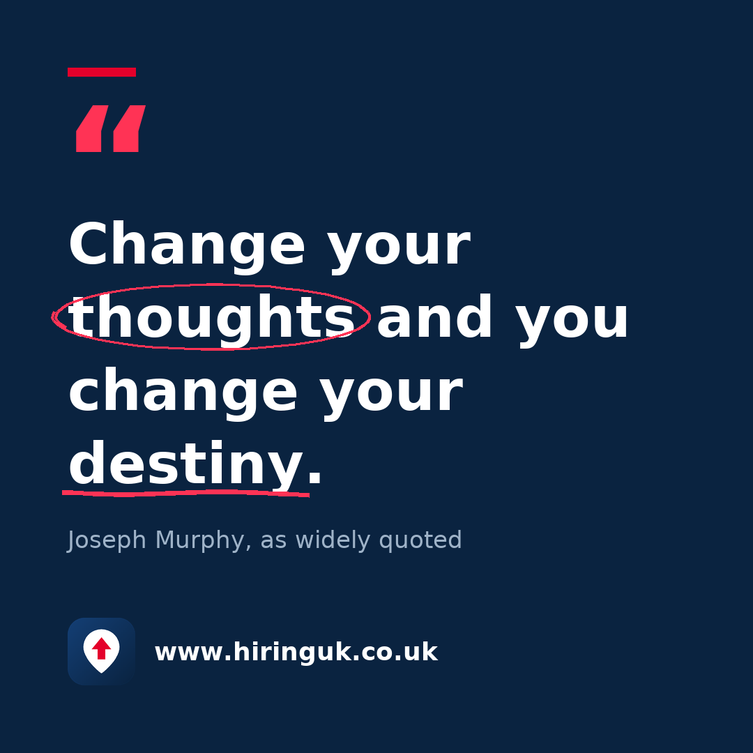 Quote card: Change your thoughts and you change your destiny.