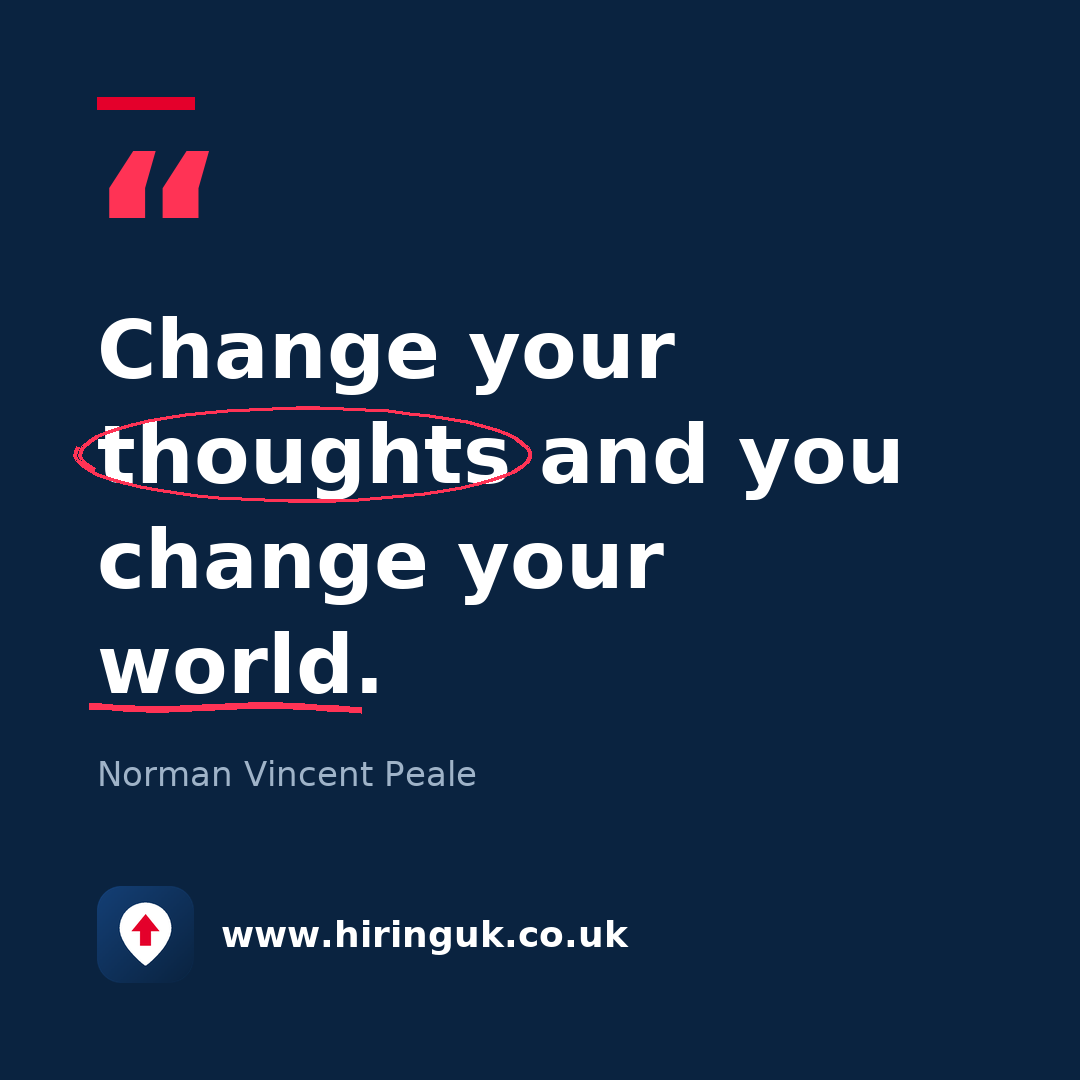 Quote card: Change your thoughts and you change your world.