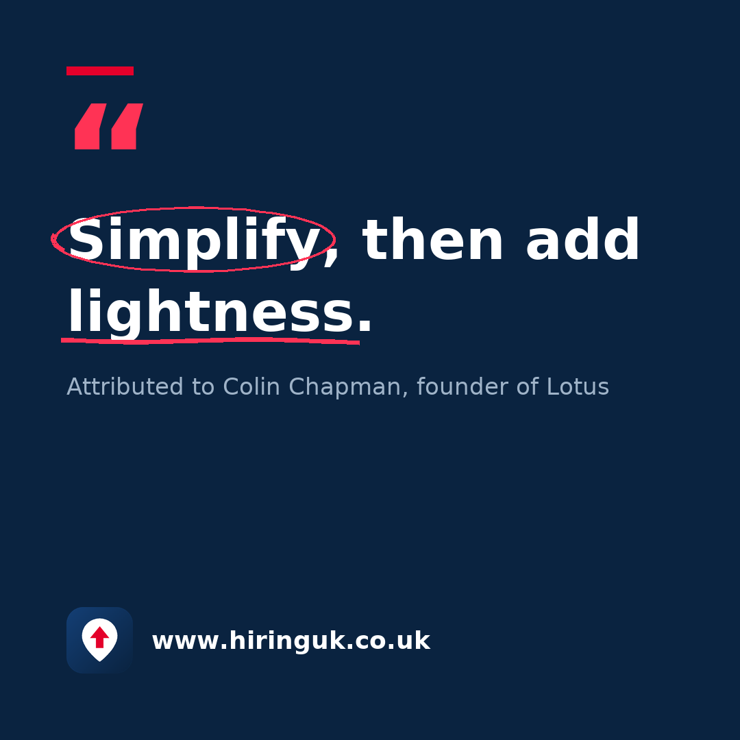 Quote card: Simplify, then add lightness.