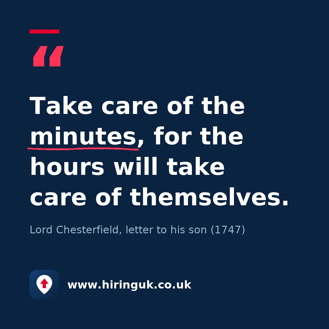 Quote card: Take care of the minutes, for the hours will take care of themselves.