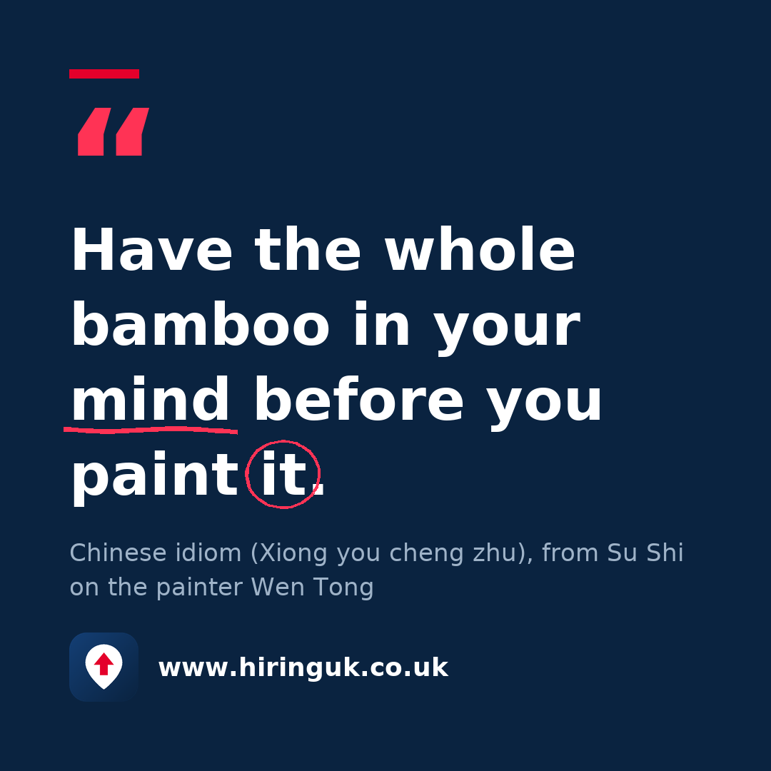 Quote card: Have the whole bamboo in your mind before you paint it.