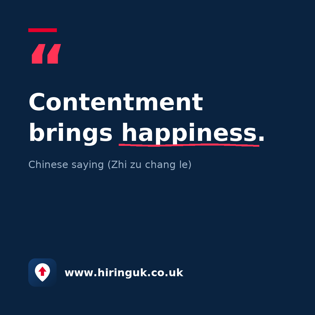 Quote card: Contentment brings happiness.