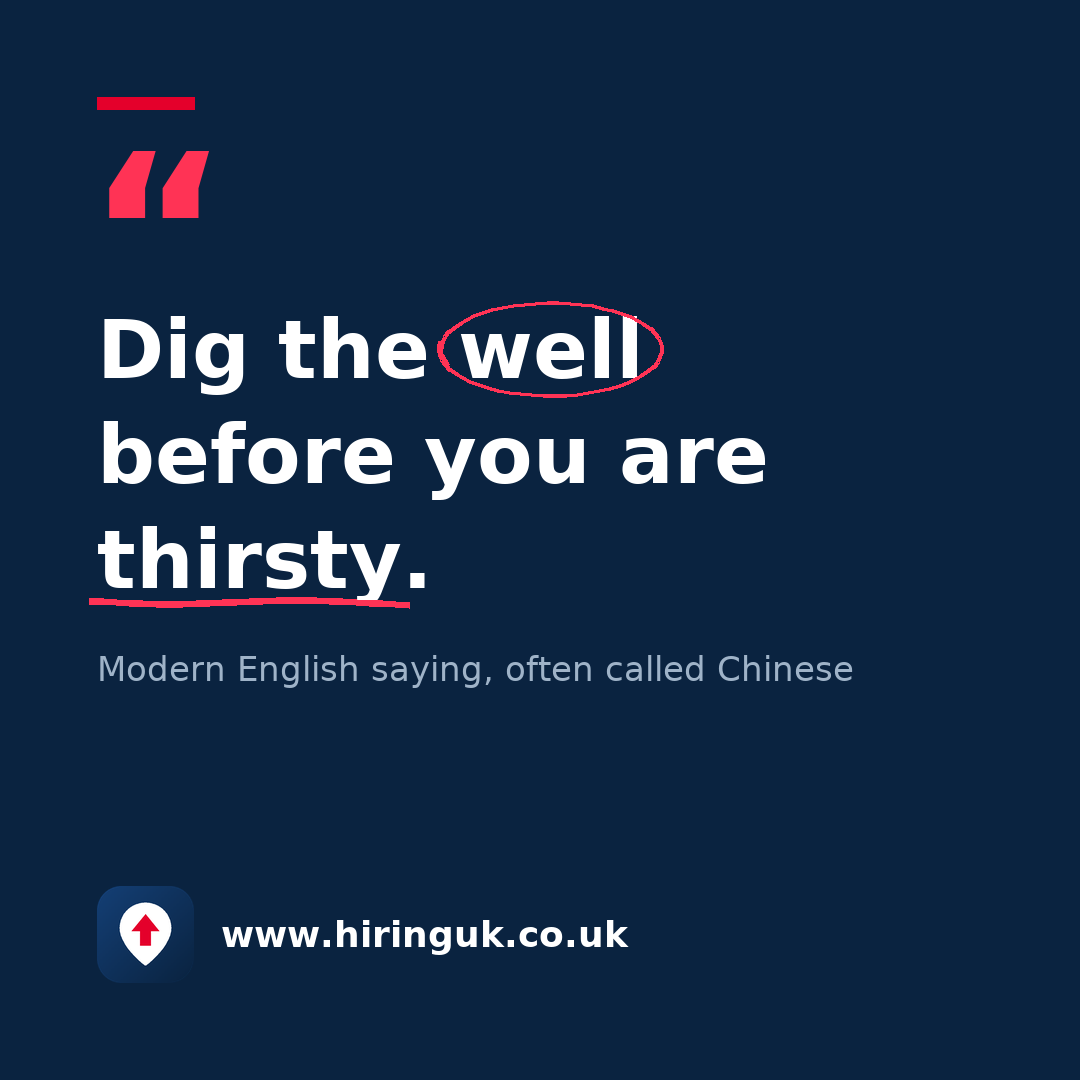 Quote card: Dig the well before you are thirsty.