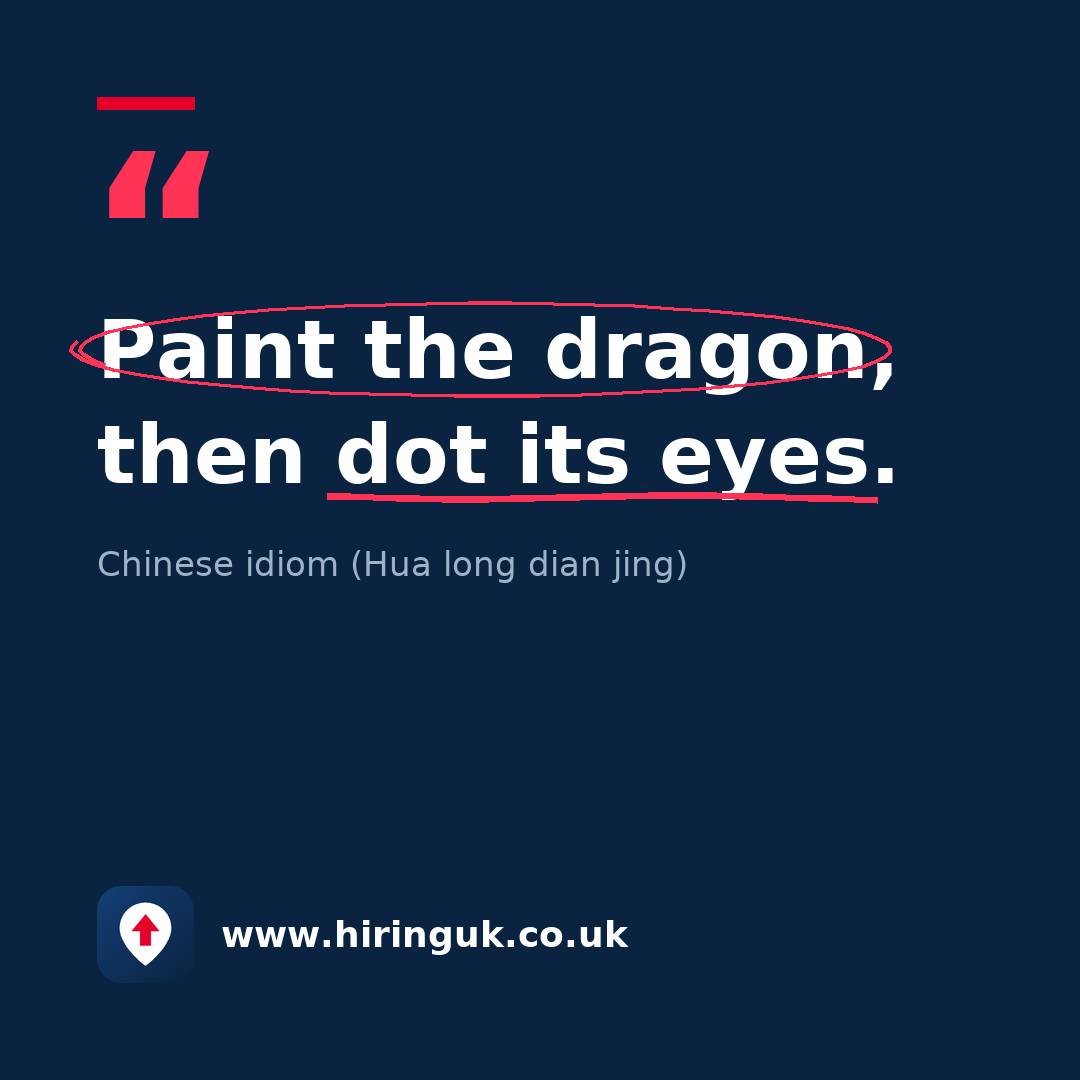 Quote card: Paint the dragon, then dot its eyes.