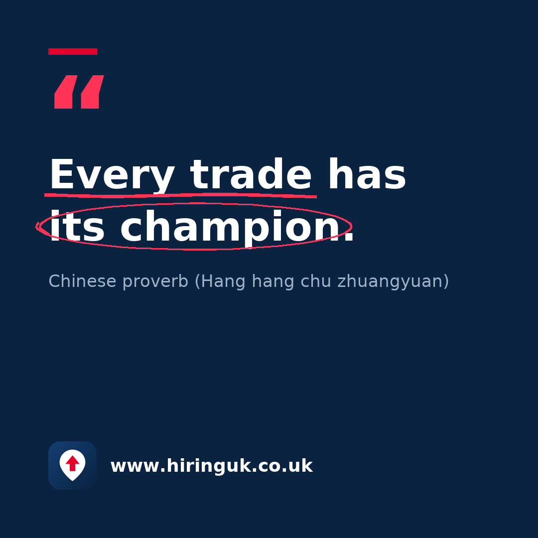 Quote card: Every trade has its champion.