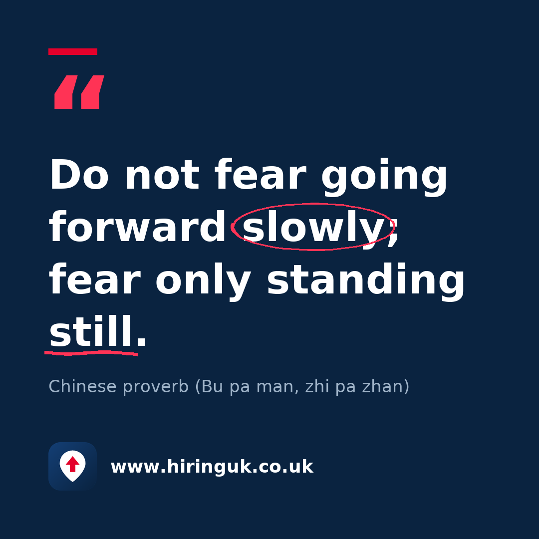 Quote card: Do not fear going forward slowly; fear only standing still.