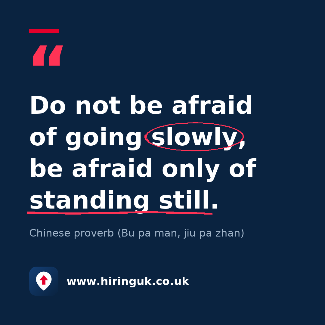 Quote card: Do not be afraid of going slowly, be afraid only of standing still.