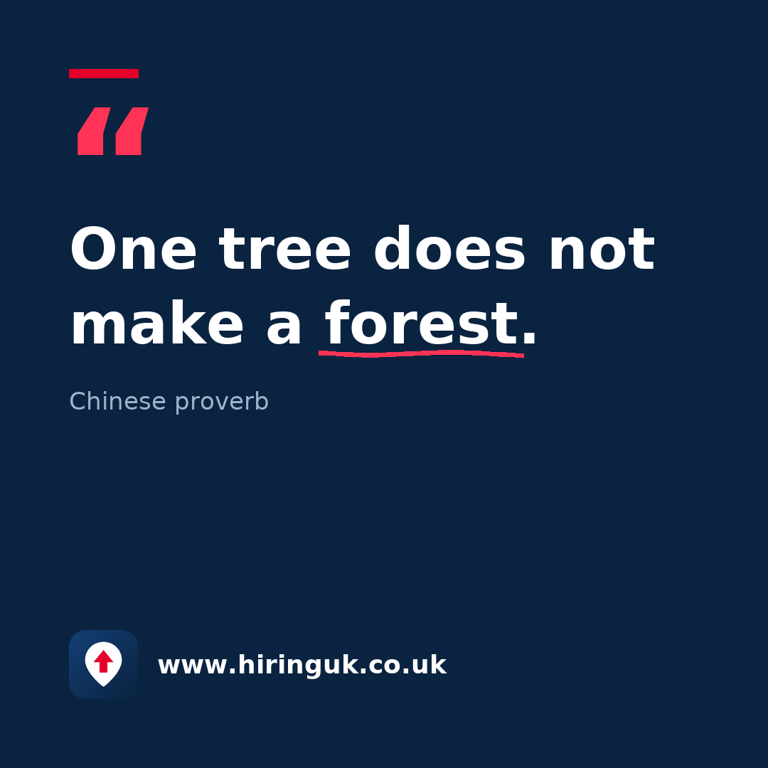 Quote card: One tree does not make a forest.