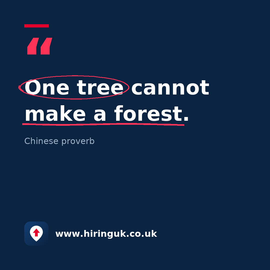 Quote card: One tree cannot make a forest.