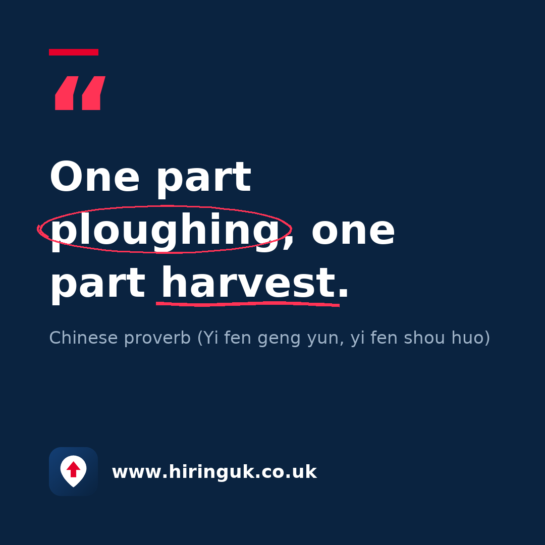 Quote card: One part ploughing, one part harvest.