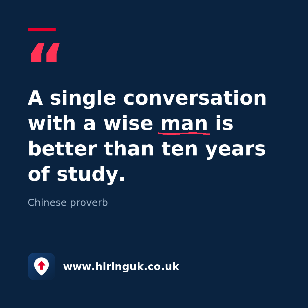 Quote card: A single conversation with a wise man is better than ten years of study.