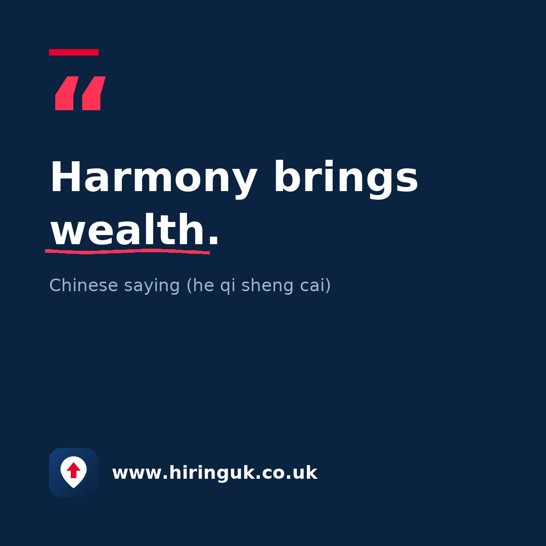Quote card: Harmony brings wealth.