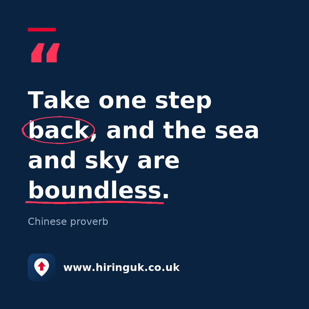 Quote card: Take one step back, and the sea and sky are boundless.