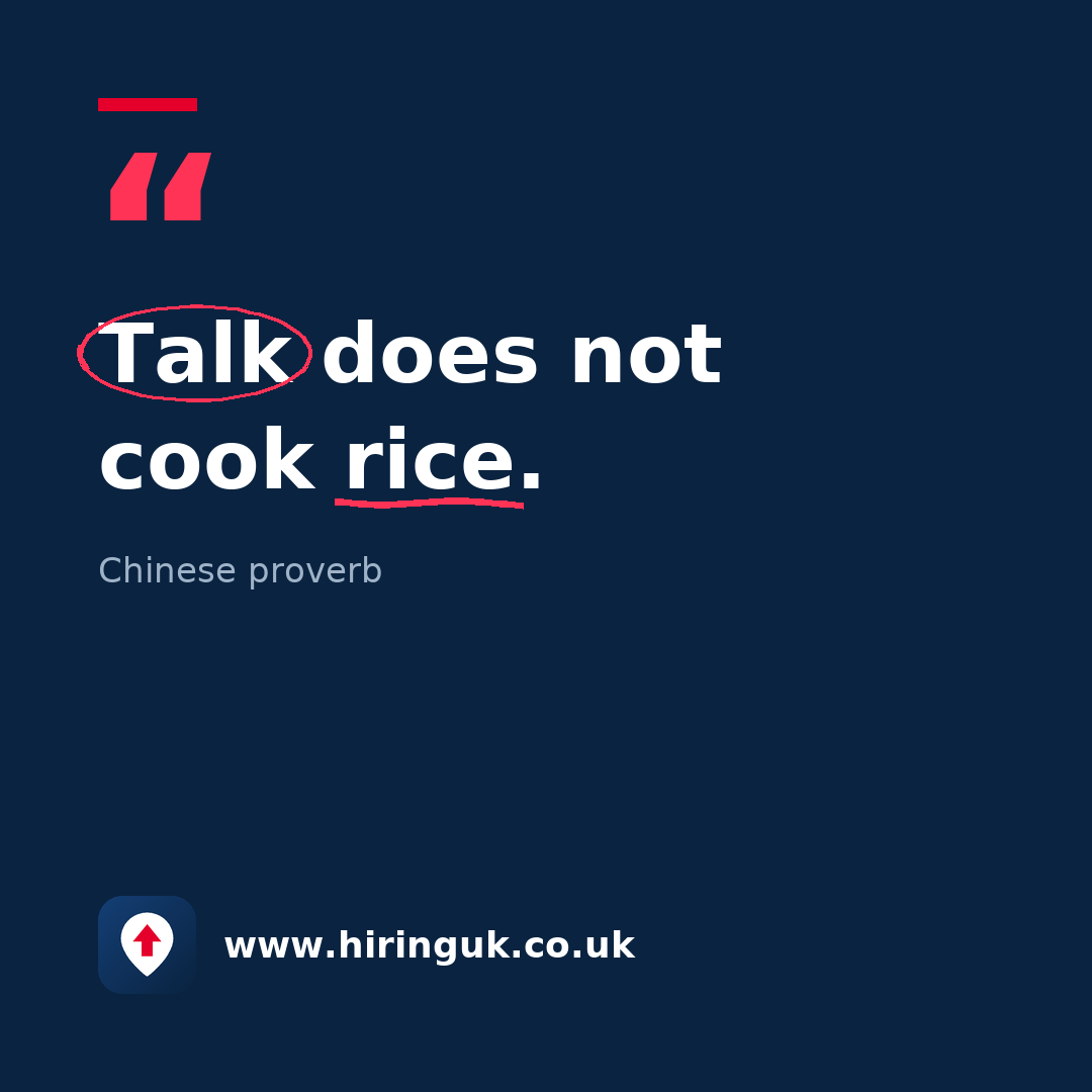 Quote card: Talk does not cook rice.