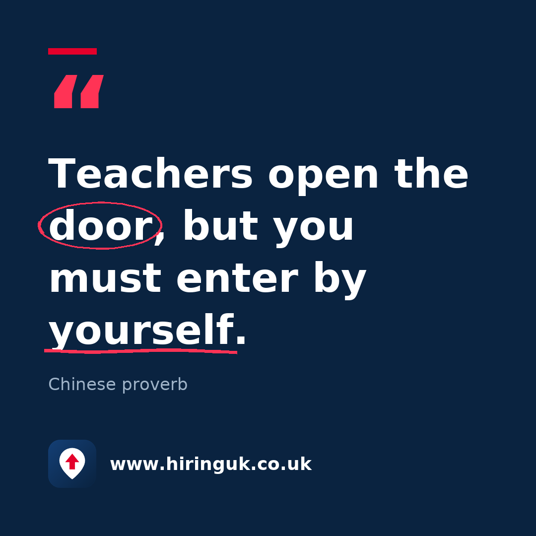 Quote card: Teachers open the door, but you must enter by yourself.
