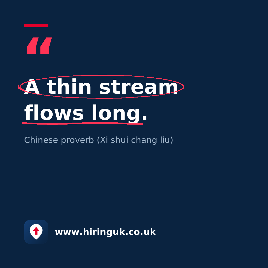 Quote card: A thin stream flows long.