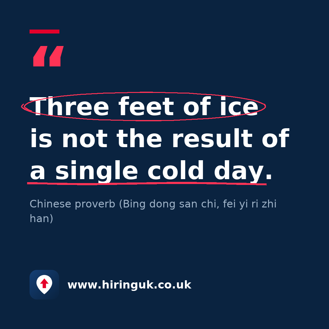 Quote card: Three feet of ice is not the result of a single cold day.