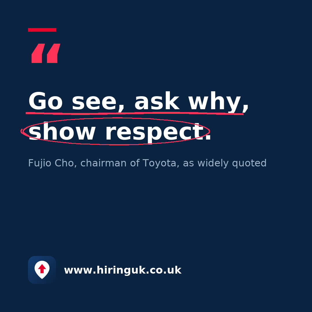 Quote card: Go see, ask why, show respect.