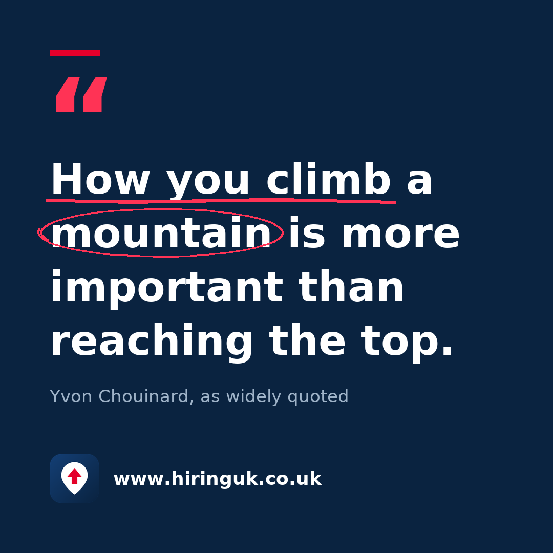 Quote card: How you climb a mountain is more important than reaching the top.