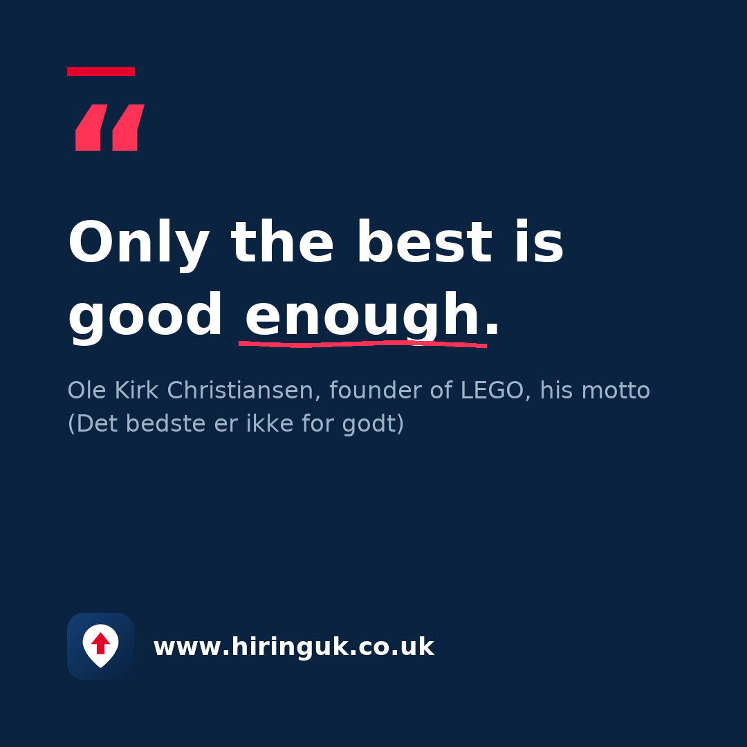 Quote card: Only the best is good enough.