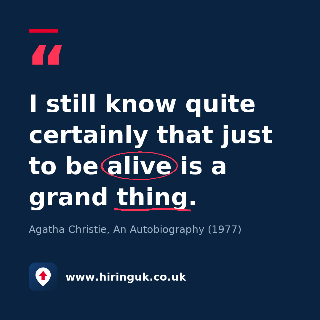 Quote card: I still know quite certainly that just to be alive is a grand thing.