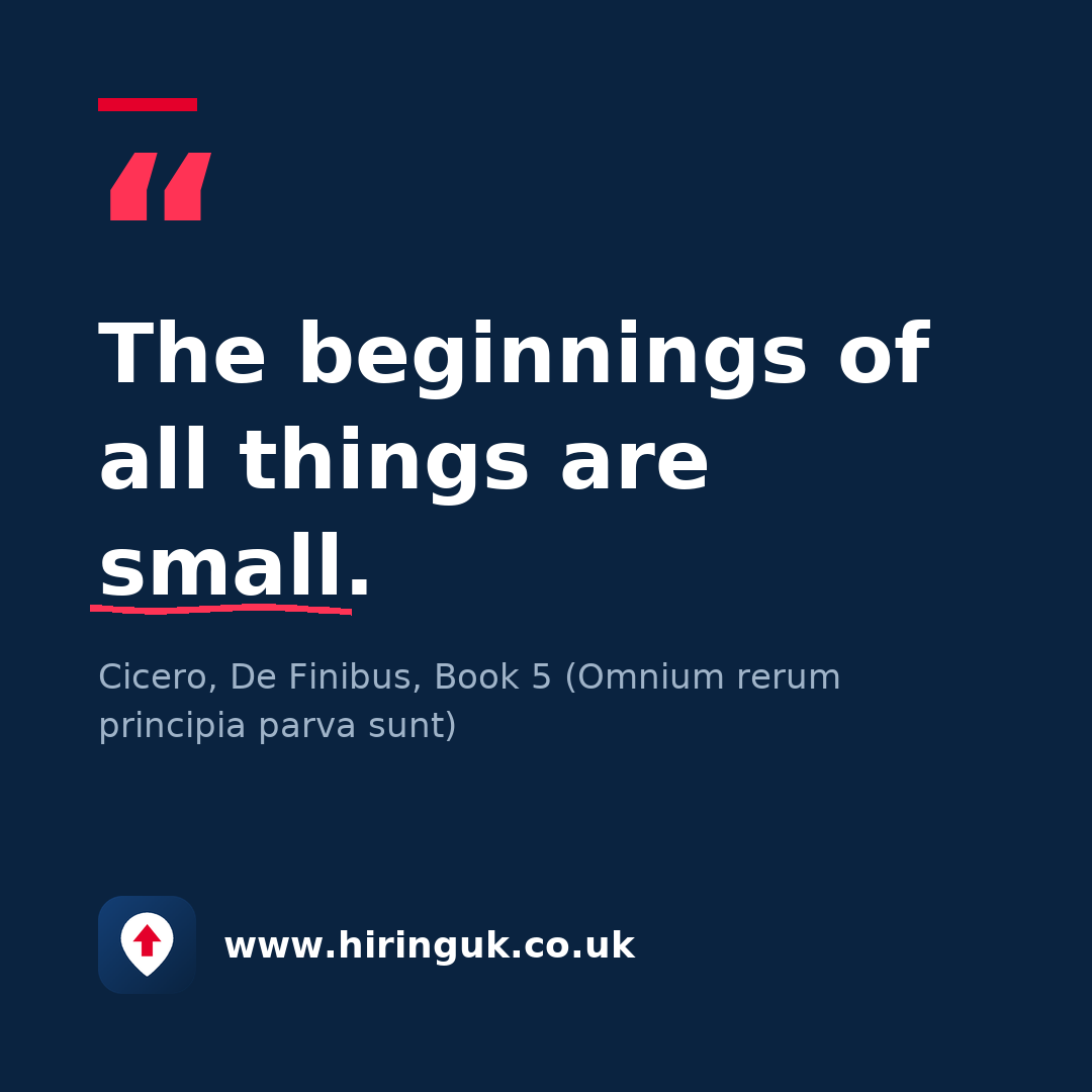 Quote card: The beginnings of all things are small.