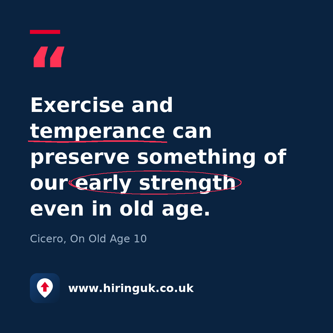 Quote card: Exercise and temperance can preserve something of our early strength even in old age.
