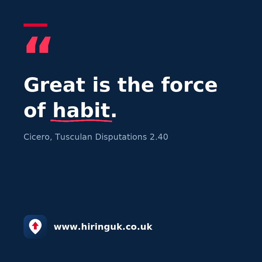 Quote card: Great is the force of habit.