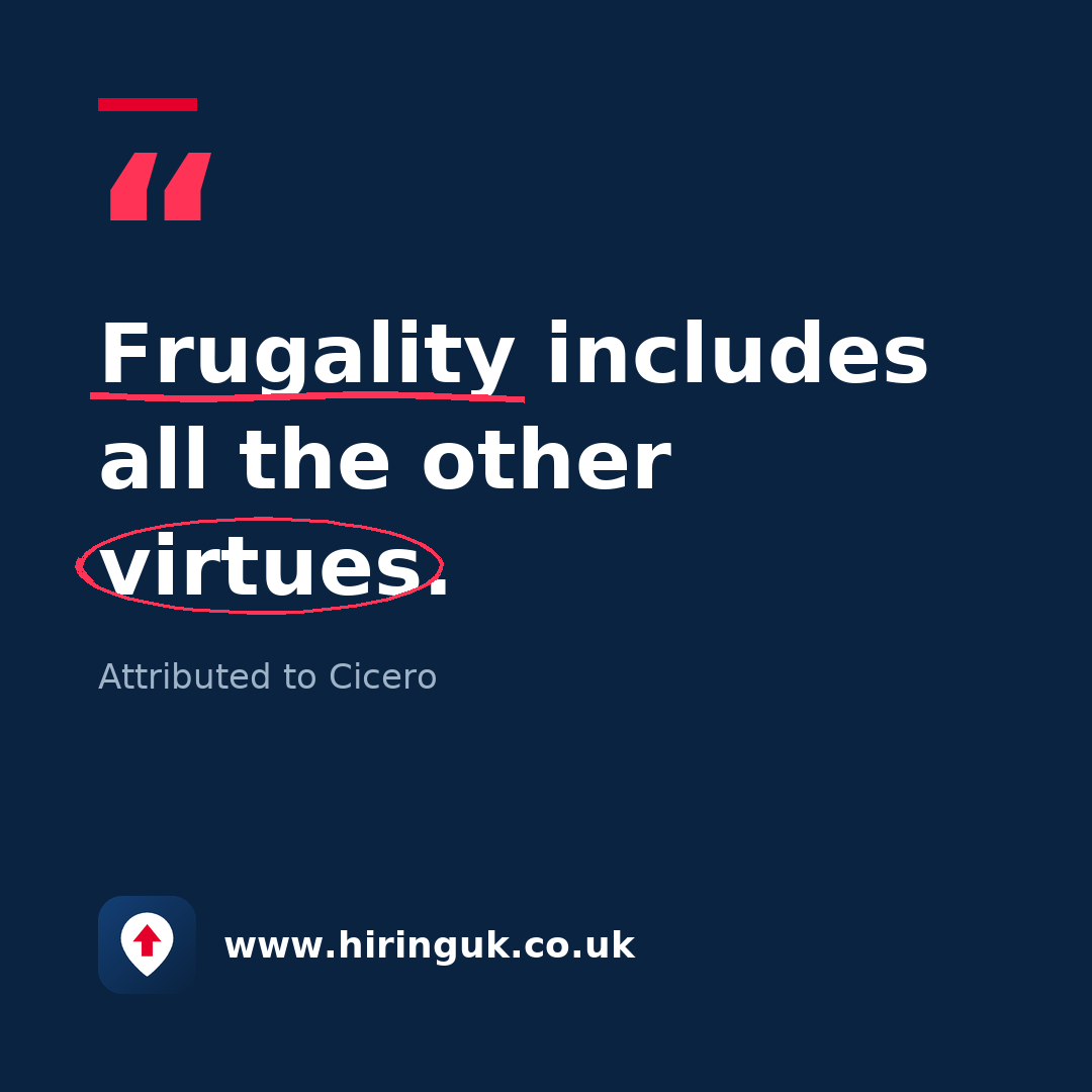Quote card: Frugality includes all the other virtues.