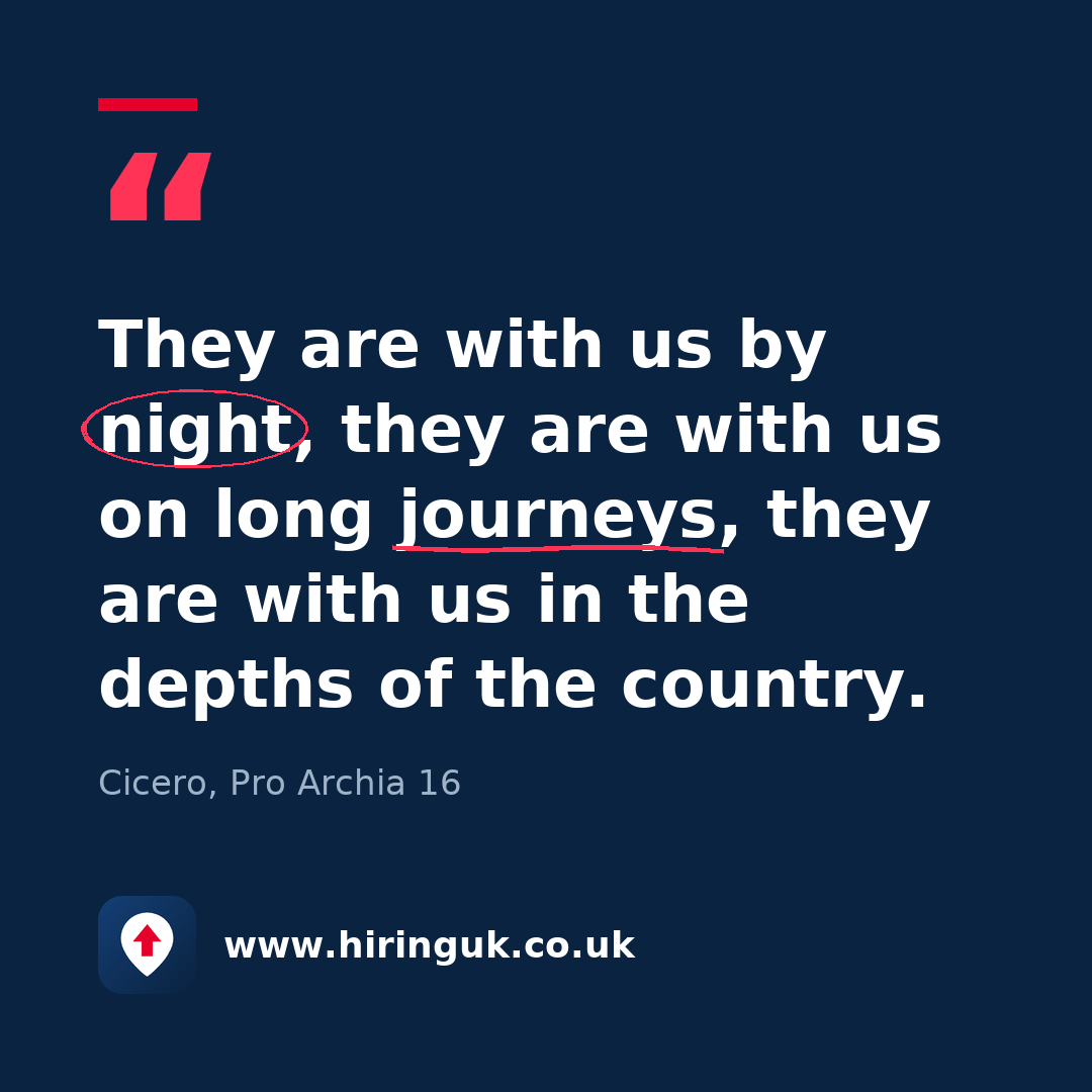 Quote card: They are with us by night, they are with us on long journeys, they are with us in the depths of the country.