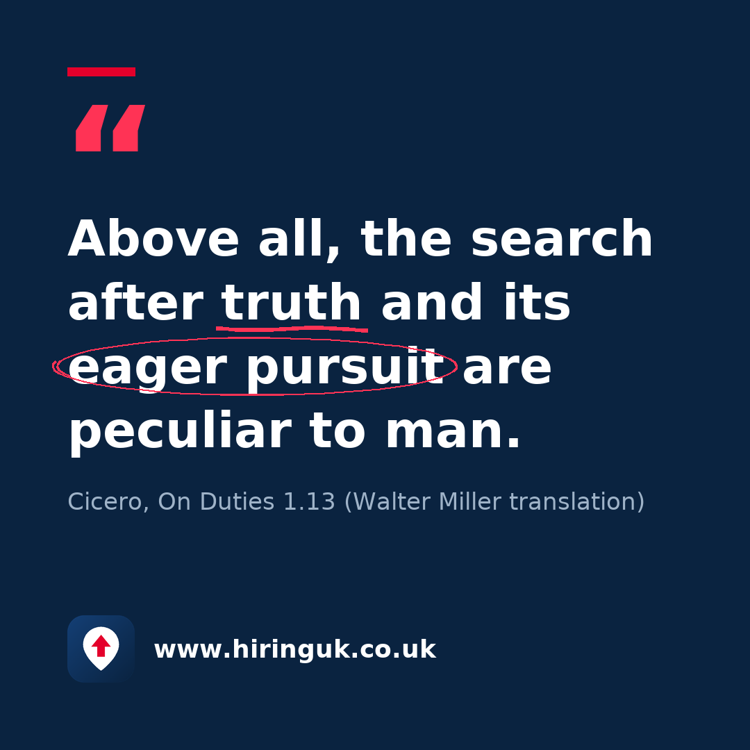 Quote card: Above all, the search after truth and its eager pursuit are peculiar to man.