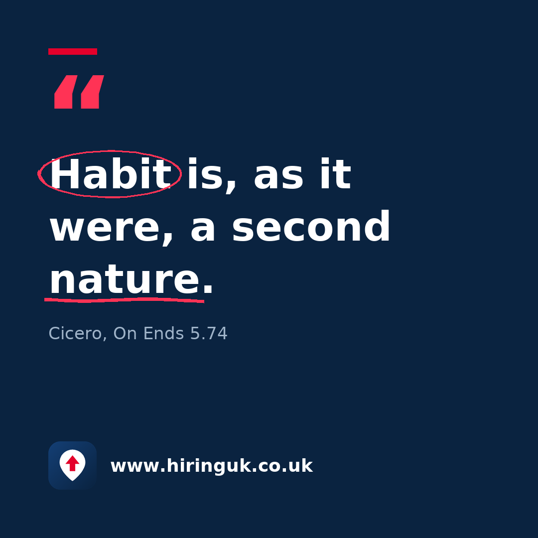 Quote card: Habit is, as it were, a second nature.