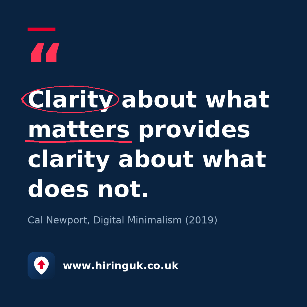 Quote card: Clarity about what matters provides clarity about what does not.