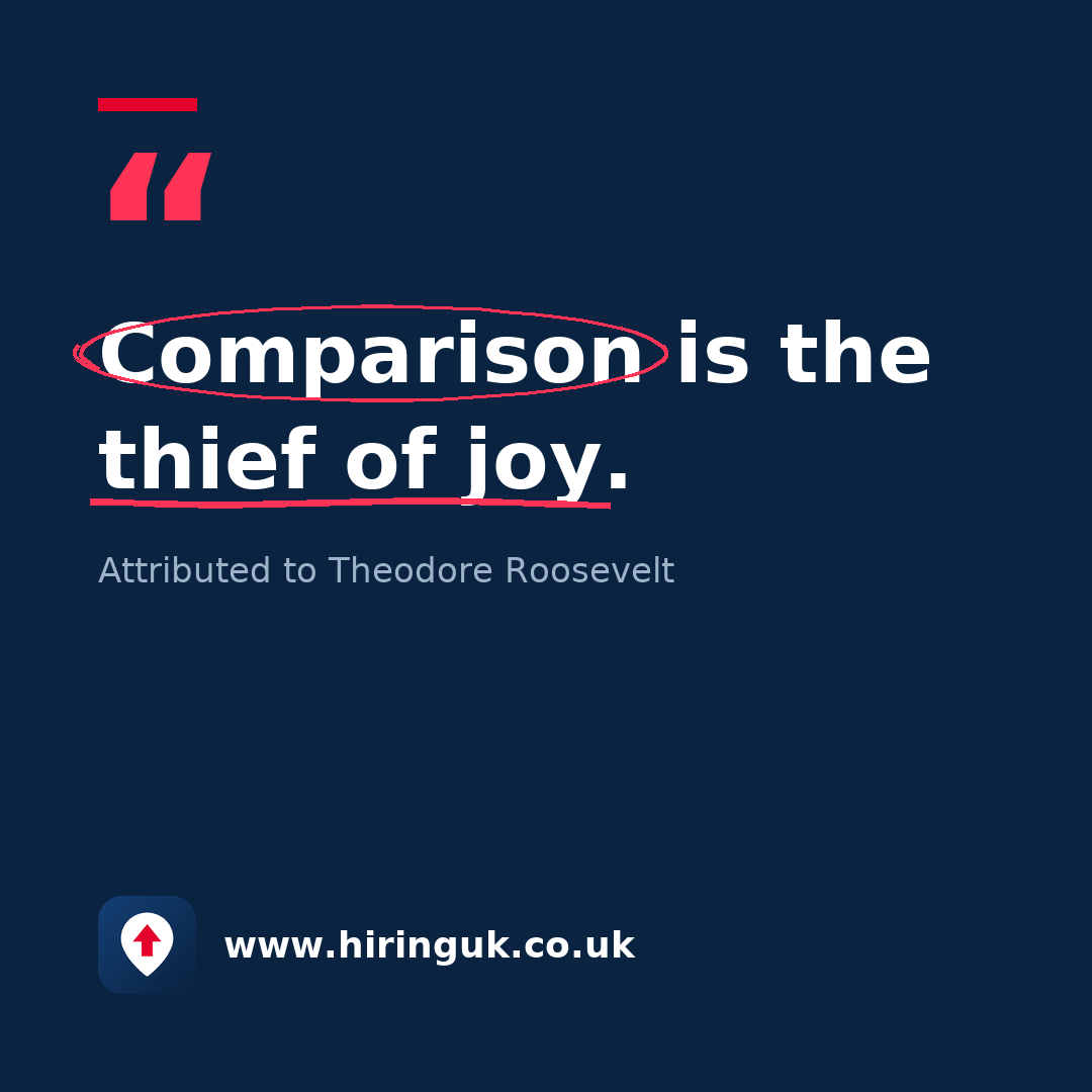 Quote card: Comparison is the thief of joy.