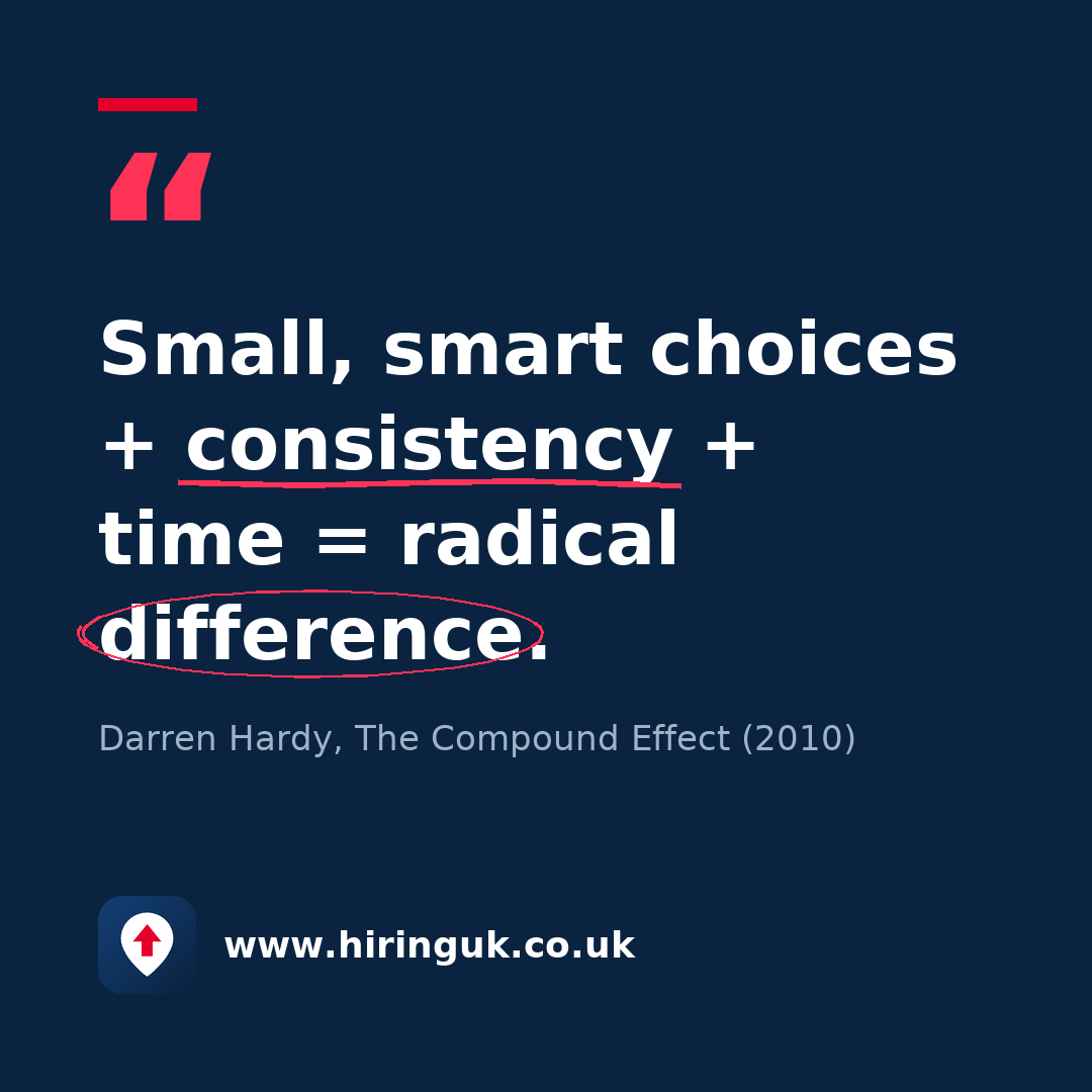 Quote card: Small, smart choices + consistency + time = radical difference.