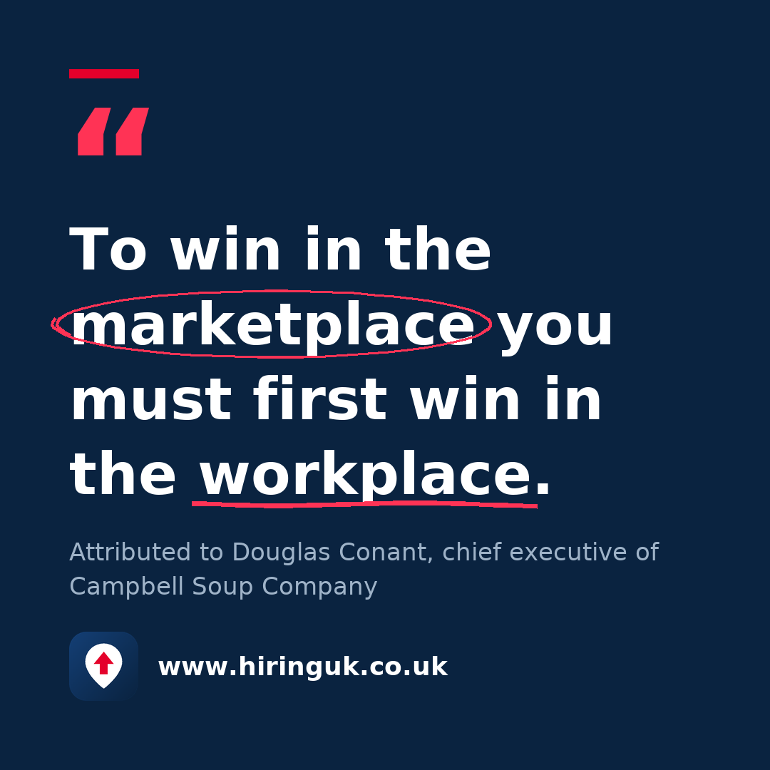 Quote card: To win in the marketplace you must first win in the workplace.