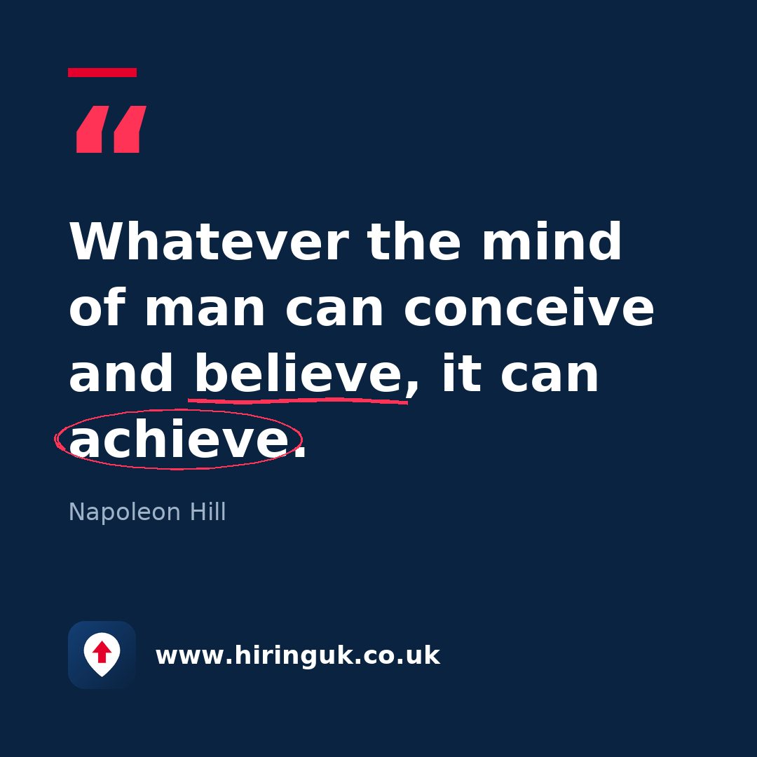 Quote card: Whatever the mind of man can conceive and believe, it can achieve.