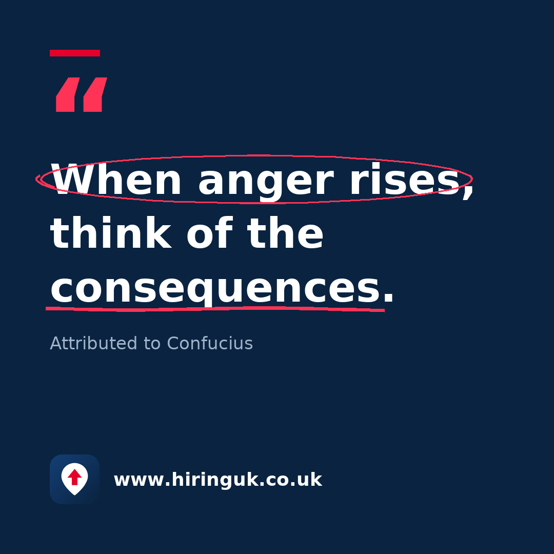 Quote card: When anger rises, think of the consequences.