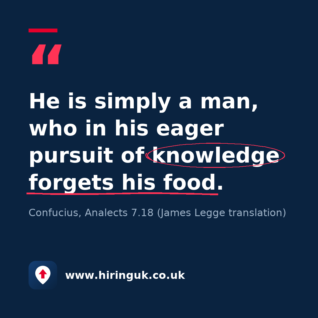 Quote card: He is simply a man, who in his eager pursuit of knowledge forgets his food.