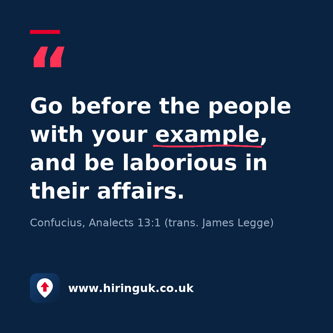 Quote card: Go before the people with your example, and be laborious in their affairs.