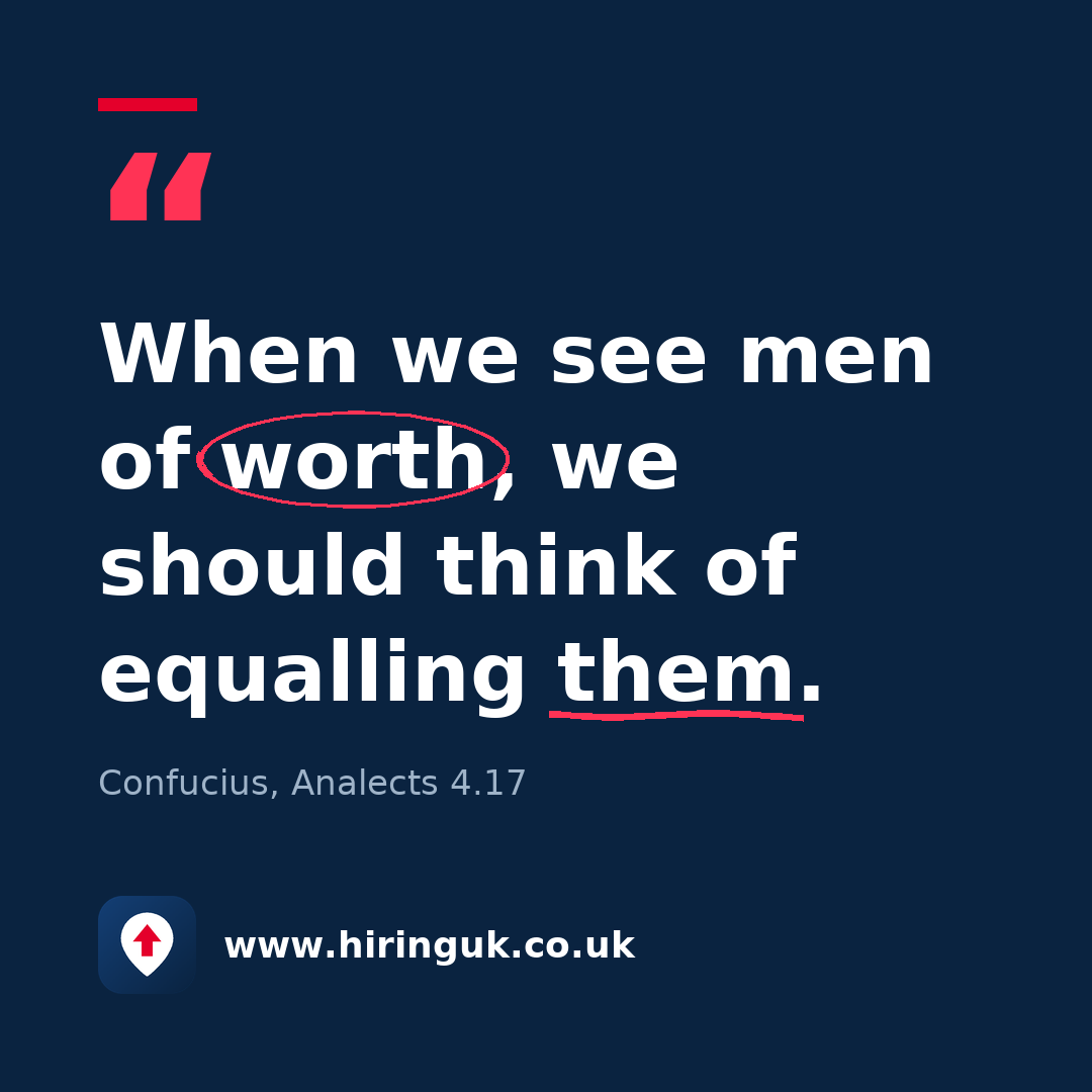 Quote card: When we see men of worth, we should think of equalling them.
