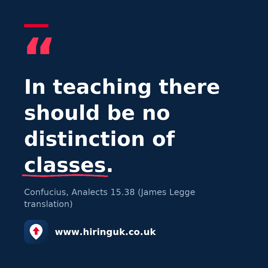 Quote card: In teaching there should be no distinction of classes.