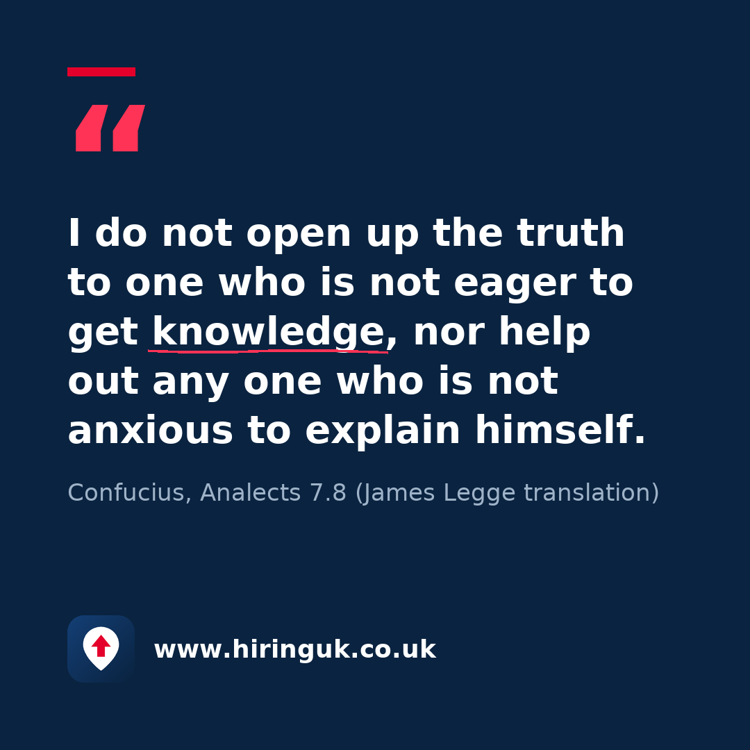 Quote card: I do not open up the truth to one who is not eager to get knowledge, nor help out any one who is not anxious to explain himself.