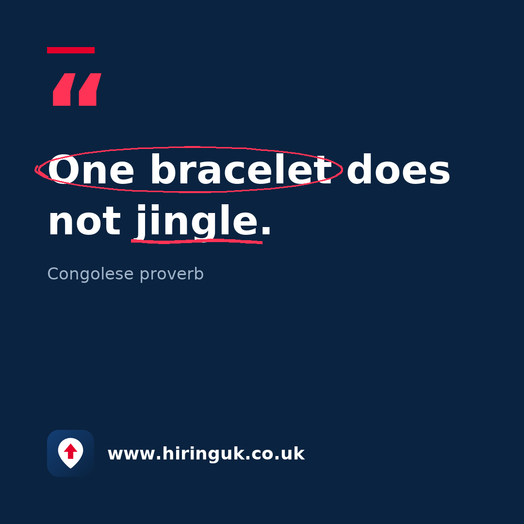 Quote card: One bracelet does not jingle.