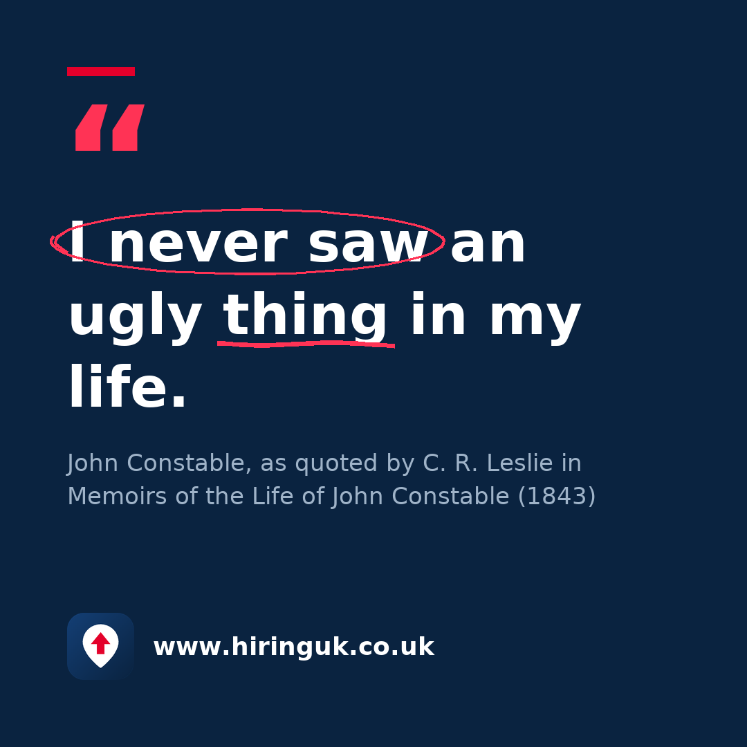 Quote card: I never saw an ugly thing in my life.
