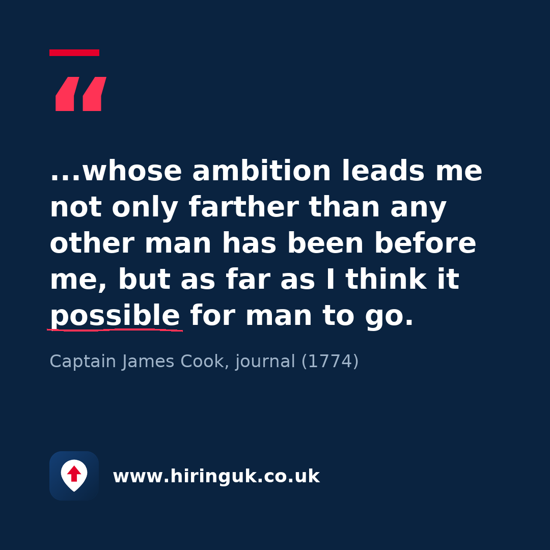 Quote card: ...whose ambition leads me not only farther than any other man has been before me, but as far as I think it possible for man to go.