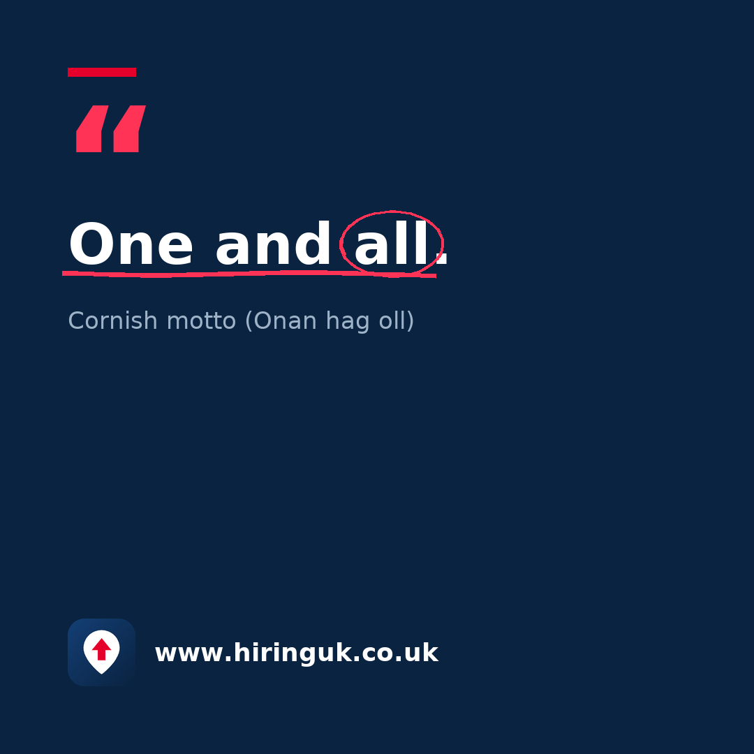 Quote card: One and all.