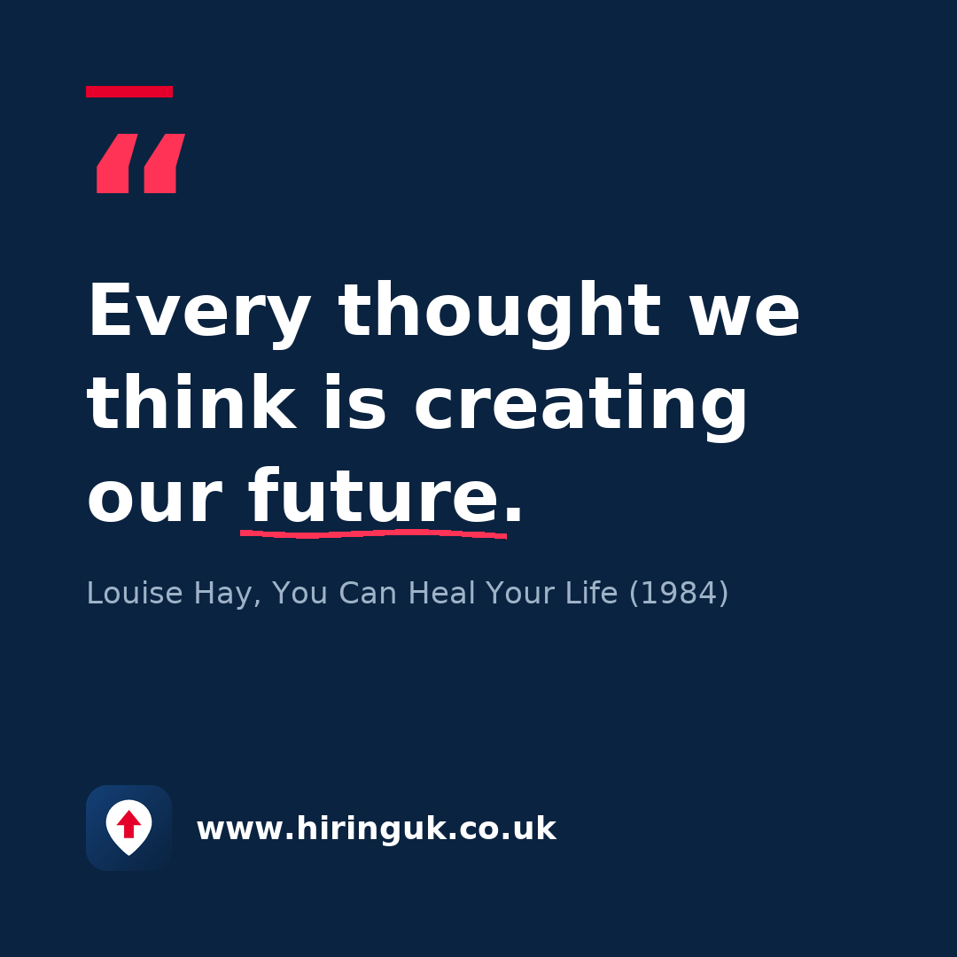 Quote card: Every thought we think is creating our future.