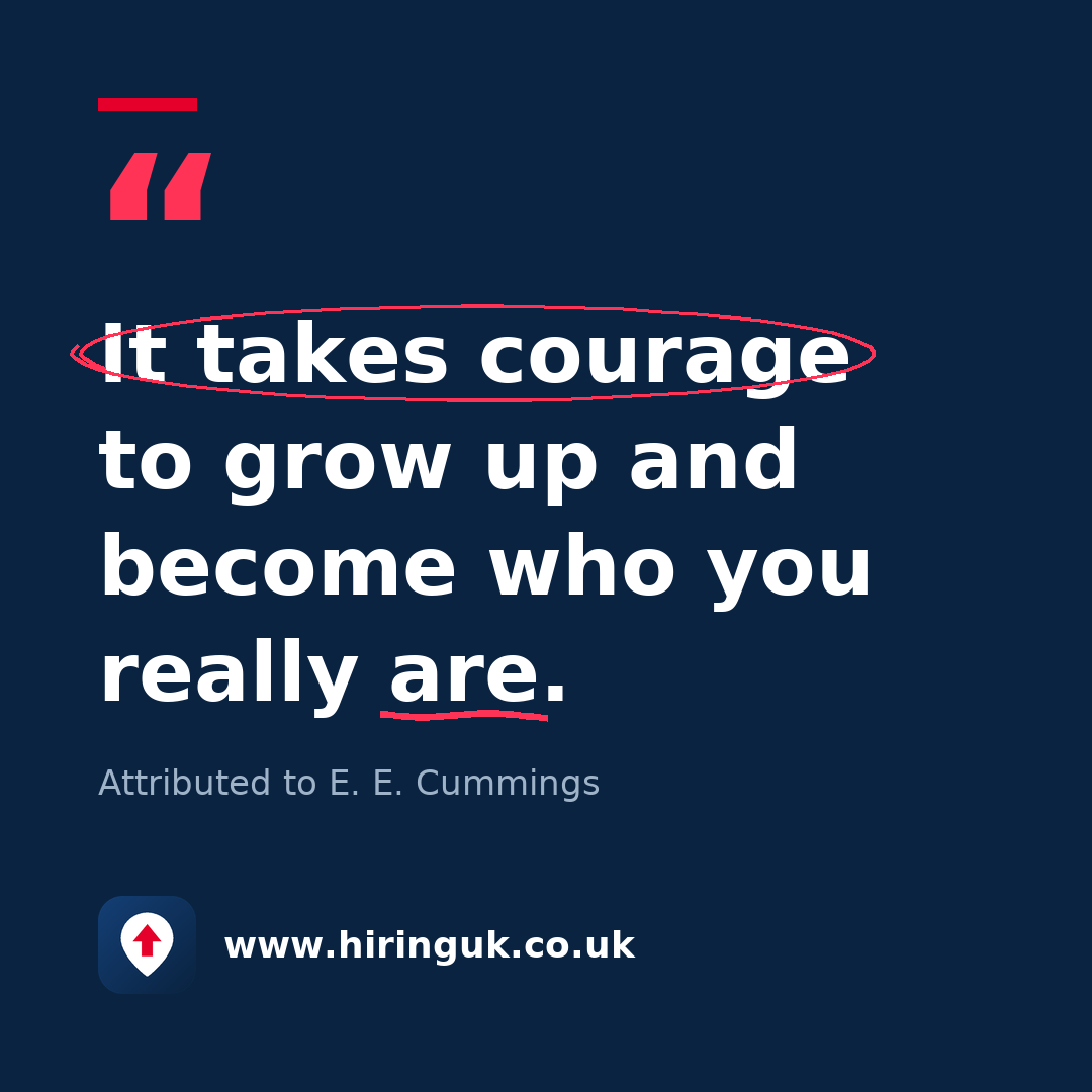 Quote card: It takes courage to grow up and become who you really are.