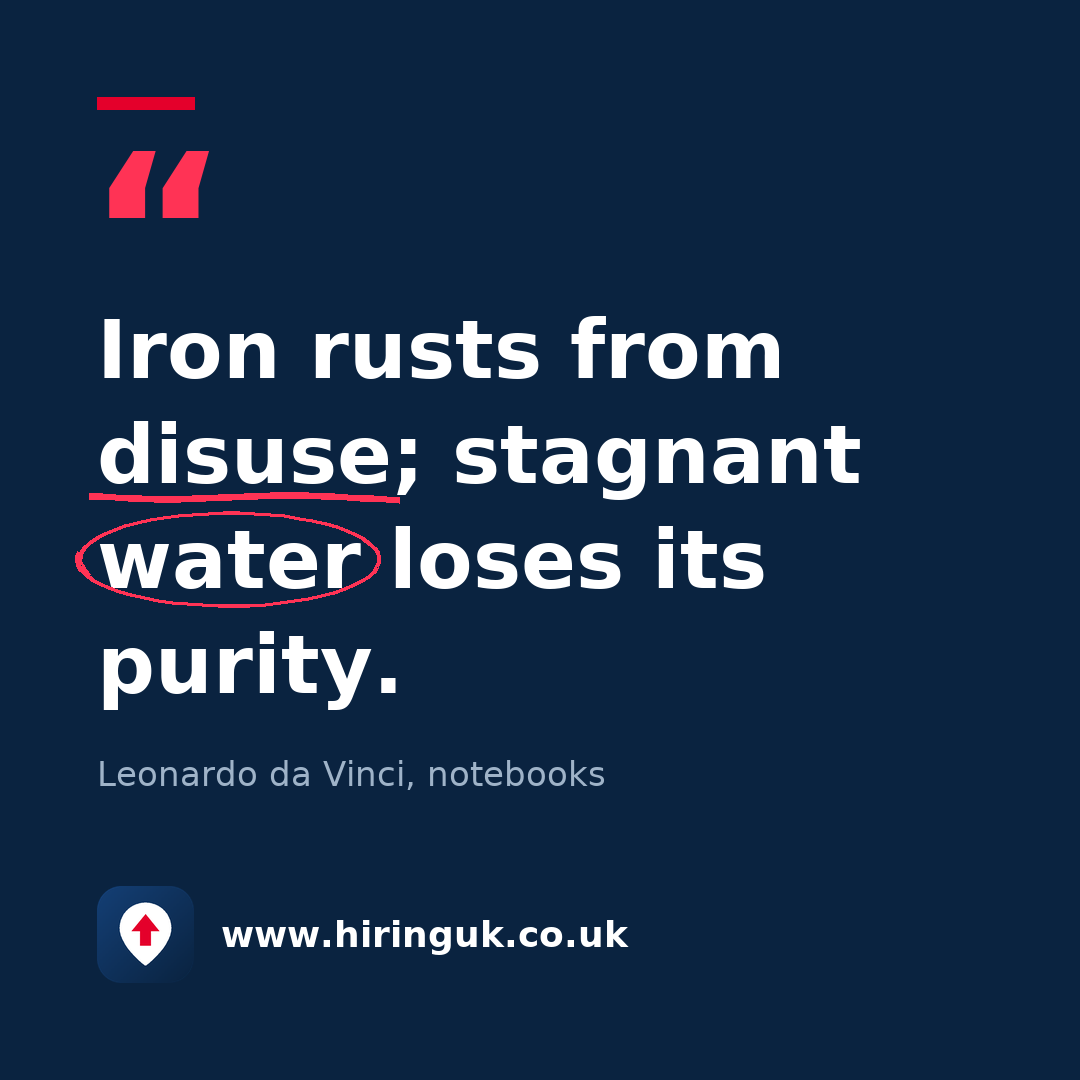 Quote card: Iron rusts from disuse; stagnant water loses its purity.